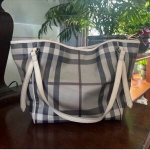 Burberry Black and White Checkered Tote